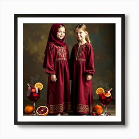 Two Girls In Islamic Dress Art Print