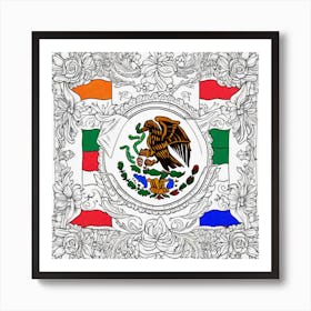 Mexico Flag Coloring Page 5 Art Print