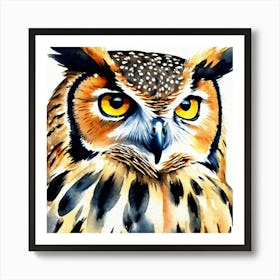 Owl Watercolor Art Print