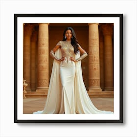 Woman In A White Gown 1 Art Print