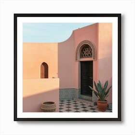 Pink House In Morocco Art Print