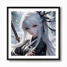 Anime Girl With Sword 2 Art Print