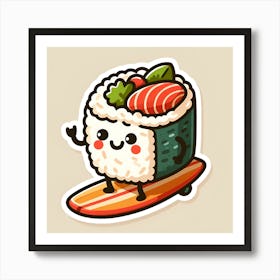 Kawaii Sushi Sticker Art Print