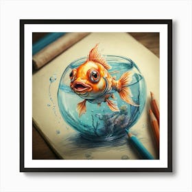 Goldfish In A Bowl 9 Art Print