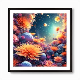 Abstract Flowers In Space Art Print