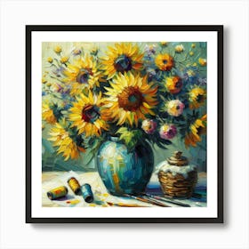 Sunflowers In A Vase 2 Art Print