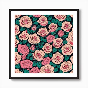 Roses Seamless Pattern 5 Art Print