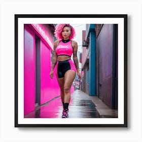 Girl With Pink Hairop Art Print