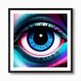 Digital Abstract Art Poster With Doodle Human Eyes 3965707545 Art Print