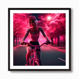 Girl Riding A Bike Affiche