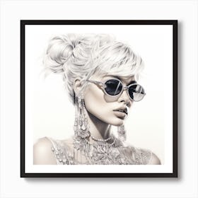 White Woman In Sunglasses Affiche