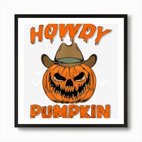 Retro Howdy Pumpkin Fall Autumn Western Halloween Art Print