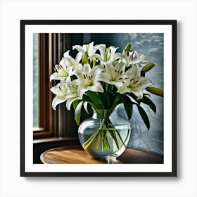 White Lilies In A Vase Art Print