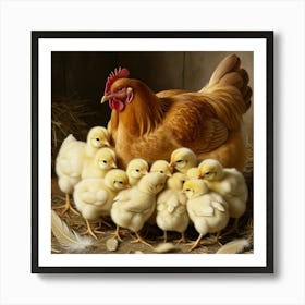 Chickens And Chicks Art Print