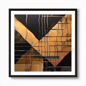 Abstract Black And Gold Painting Black And Gold Wall Art 1 Art Print