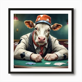 Cow Playing Poker 3 Art Print