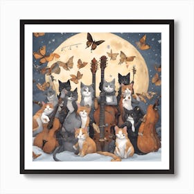 0 A Musical Band Of Cats Art Print