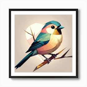 Cubism Art, Tit bird 1 Art Print