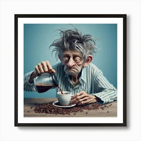 Old Man Drinking Coffee Art Print