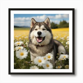 Husky Dog In A Field Art Print