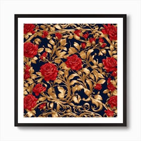 Gold And Red Roses Art Print