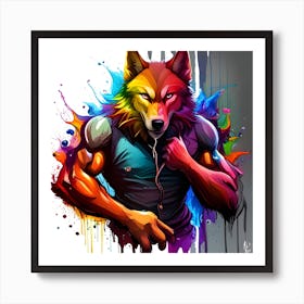 Colorful Wolf 1 Art Print