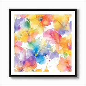 Watercolor Flowers Seamless Pattern Art Print