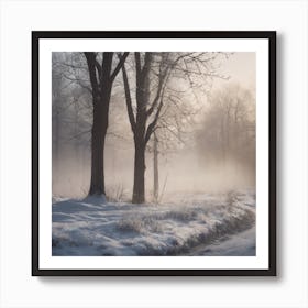 Winter Road In The Forest Art Print