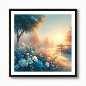 Sunset In The Garden Art Print