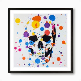 Skull With Paint Splatters 2 Art Print