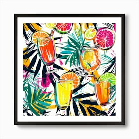 Seamless Pattern With Tropical Drinks 1 Art Print