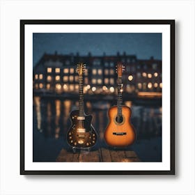 Nighttime Copenhagen Guitars (3) Art Print