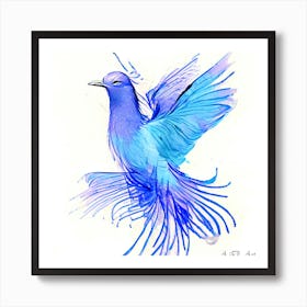 A Beautiful Abstract Sketch Of A Blue Crowne Pidegeon Art Print