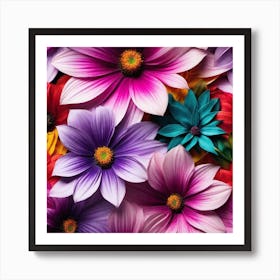 Colorful Flowers Wallpaper 2 Art Print