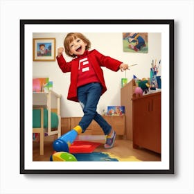 Dreamshaper V7 Of A Child Doing Something Funny This Painting 0 Art Print