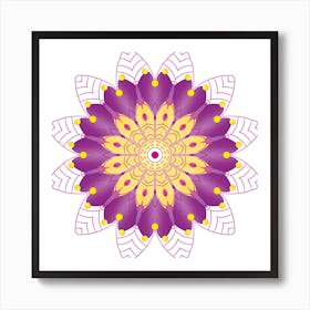 Purple Mandala Stained Flower Drawing Art Print