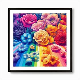 Rainbow Roses Art Print