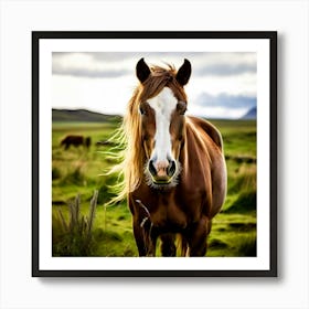 Grass Horse Rural Farm Nature Field Mammal Fast Horse Natural Animal Meadow Mane Friends (3) Art Print