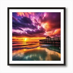 Sunset At The Beach 168 Art Print