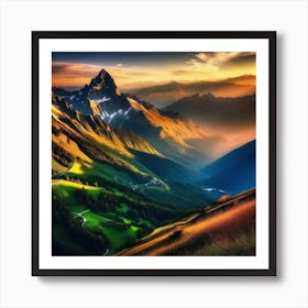 Sunset Over The Alps Art Print