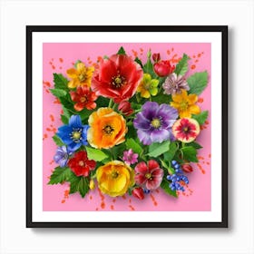 Watercolor paper flowers 4 Art Print