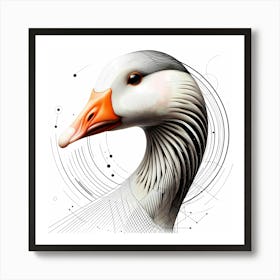 Wild Goose Head - Abstract Line Art Illustration 248 Art Print