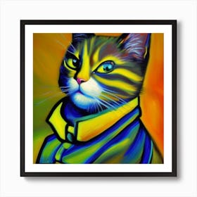 Cat In A Suit Art Print