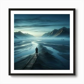 Man On A Train Track Art Print