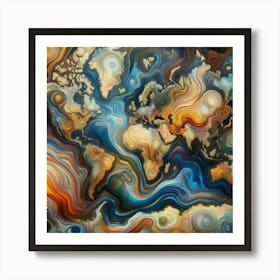 Abstract World Map 8 Art Print