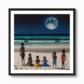 Moonlight On The Beach Art Print