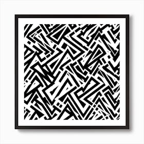 Crystallized Black And White Lineal Insomnia Square Art Print