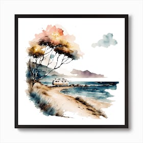 Watercolor Of A Camper Art Print