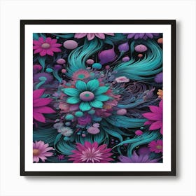 Psychedelic Flowers Art Print