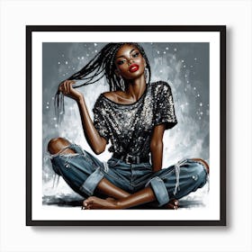 Black Girl In Jeans 1 Art Print